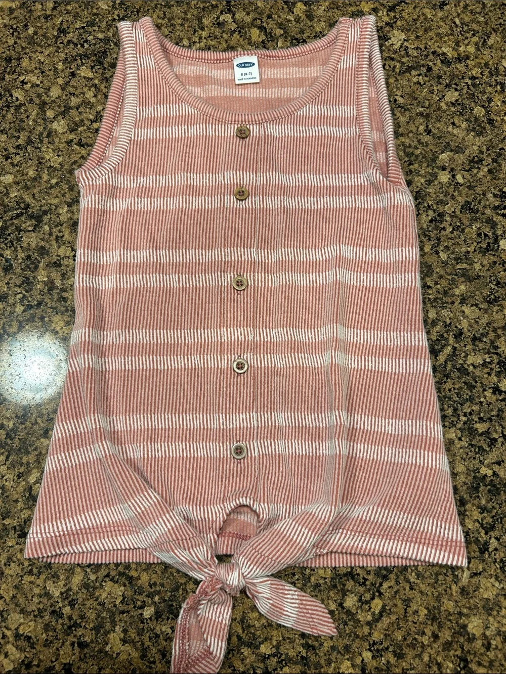 Old Navy Rose Pink & White Striped Tie-Front Tank